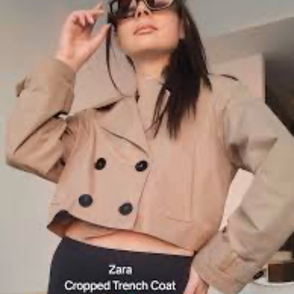 Zara Tan Cropped Trench Coat